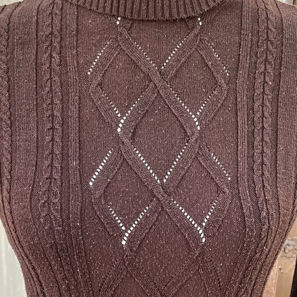 VINTAGE Tricot Joli Knit Turtleneck Sweater in Brown Size S - Picture 3 of 4